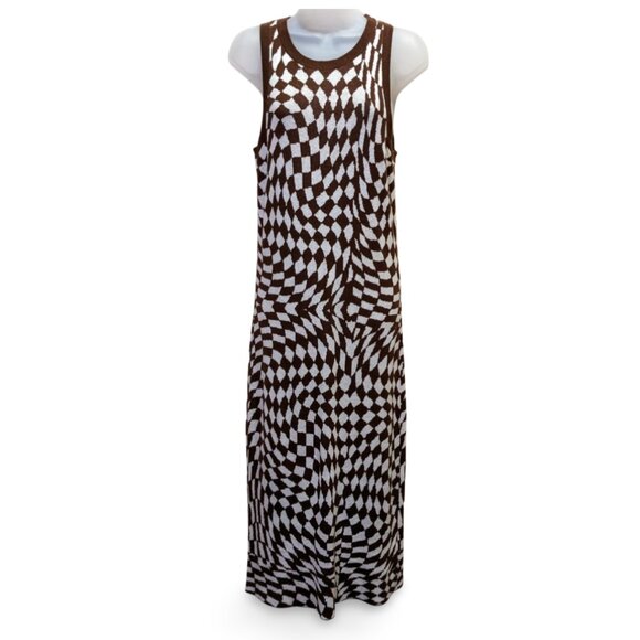 Wild Fable Brown Check Knit Sweaterdress Womens M Casual Midi Pencil Dress NWT - Picture 1 of 4